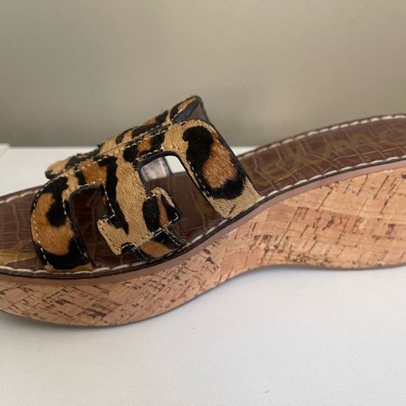 Sam Edelman Women’s Leopard Print Wedge Slide Sandals SZ 8 - Picture 5 of 14